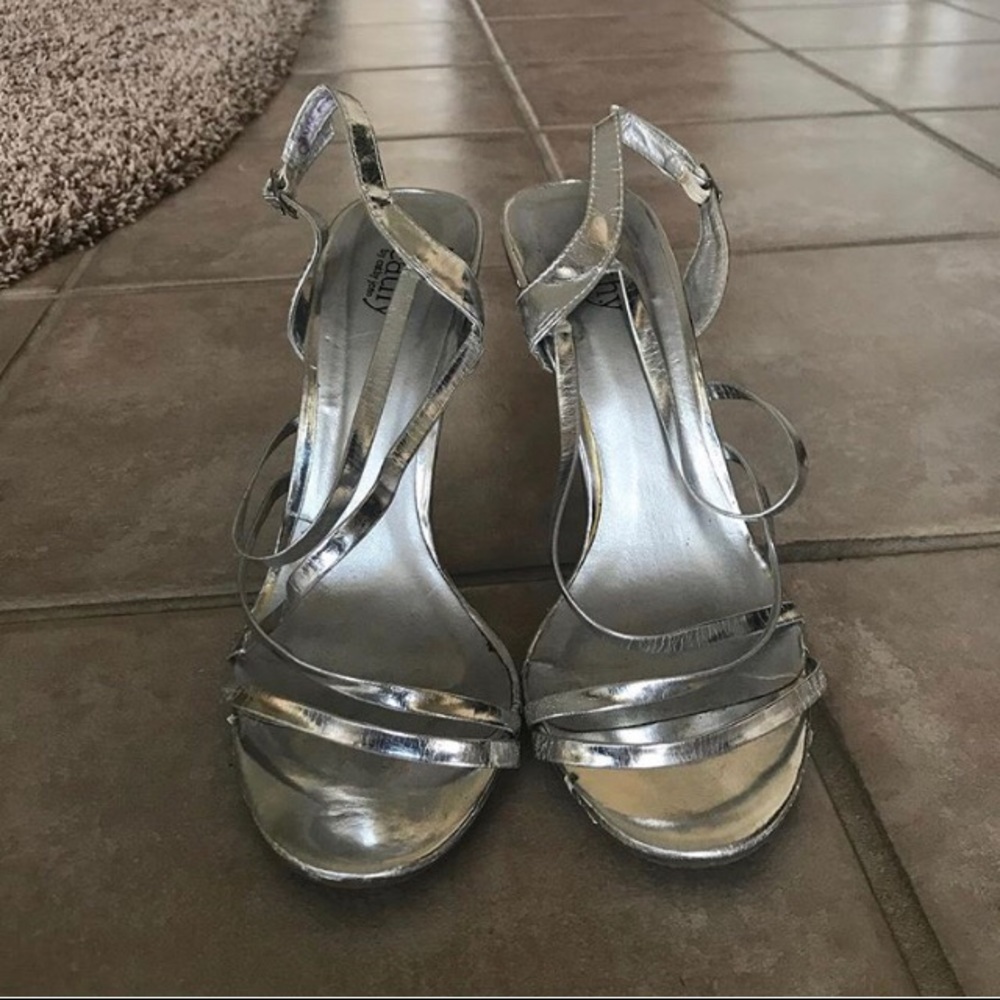 Silver strappy heels